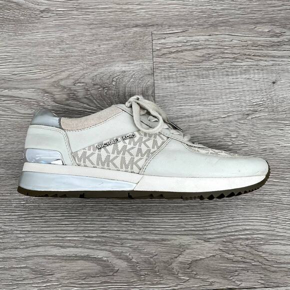 MICHAEL KORS Womens Allie Monogram Lace Up Logo Fashion Sneakers Vanilla - Sz 7 - Picture 3 of 12